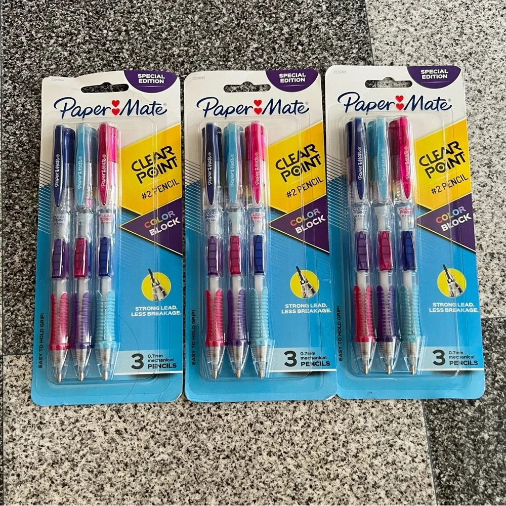 Paper Mate ClearPoint Mechanical Pencils - Blue, Pink, Purple (3-Pack)